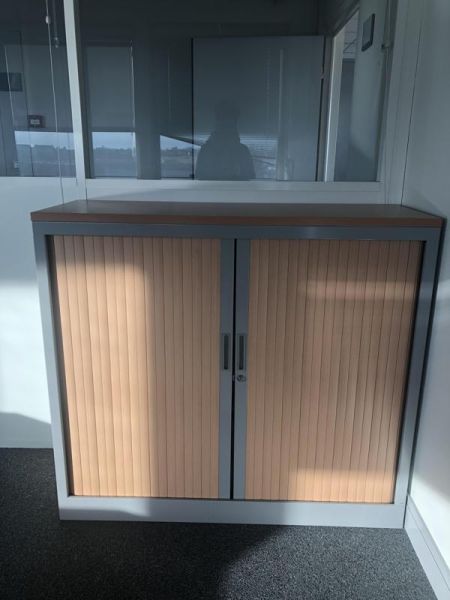 Armoire basse 120  - Bois Et Métallique - Blois Clair Et Métal Gris