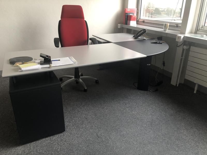 Bureau 160 d'angle G - Bois Et Métal - Blois Clair Et Métal Gris