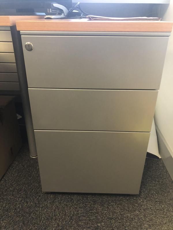 Caisson à roulettes - Bois Et Métallique - Blois Clair Et Métal Gris