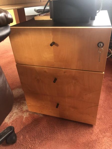 Caisson à roulettes direction - Bois Et Cuir - Blois Clair Et Noir