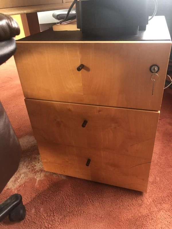 Caisson à roulettes direction - Bois Et Cuir - Blois Clair Et Noir