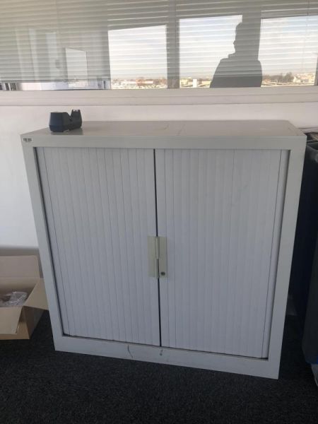 Armoire Basse 100 - Métal - Gris