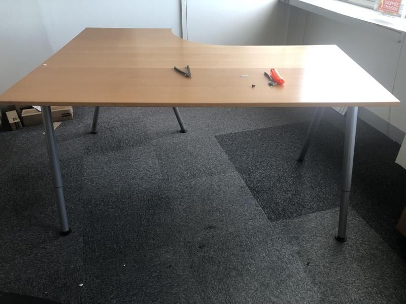 Bureau 160 d'angle D - Bois Et Métallique - Blois Clair Et Métal Gris