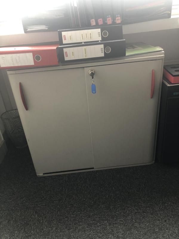 Armoire Basse 80 - Métal - Gris clair