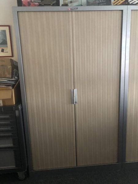 Armoire haute 120 - Métal - Bois clair et gris