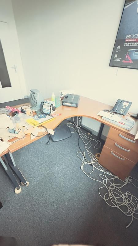 Bureau 160 d'angle D - Plateau Bois Et Pied Métallique - Blois Gris Et Métal Gris