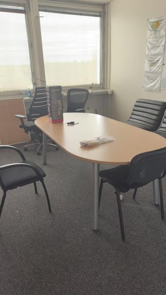 Table de réunion - Bois Et Métallique - Blois Clair Et Métal Gris