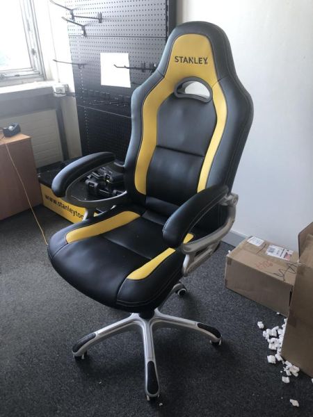 Fauteuil De Bureau Facom - Cuir - Jaune et noir