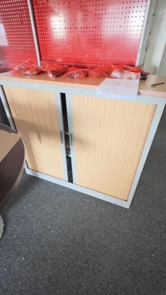 Armoire Basse 120 - Métal - Blois Foncé Et Métal Noir