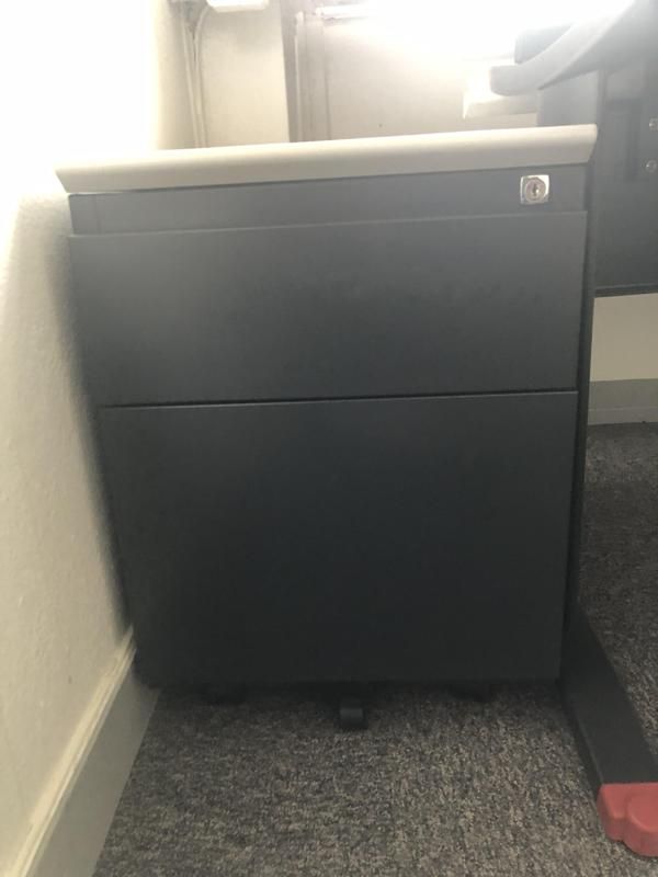 Caisson à roulettes - Métal - Plateau Blanc Et Gris Foncé