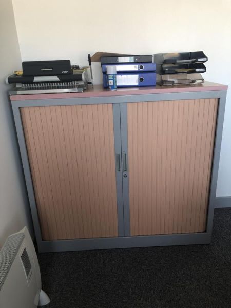 Armoire Basse 120 - Métal - Blois Clair Et Métal Gris