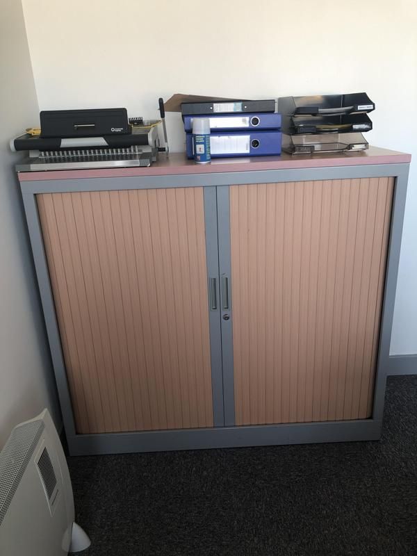 Armoire Basse 120 - Métal - Blois Clair Et Métal Gris