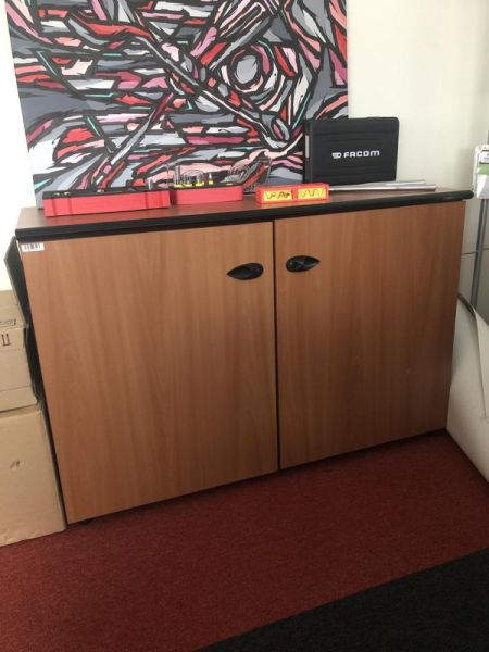 Armoire basse 120 - Bois  - Bois Clair et noir