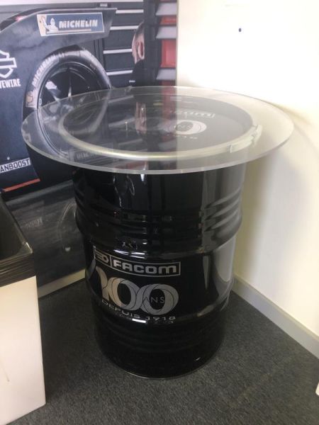 Baril table Facom - Métal et verre - Noir