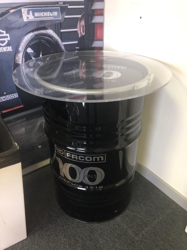 Baril table Facom - Métal et verre - Noir