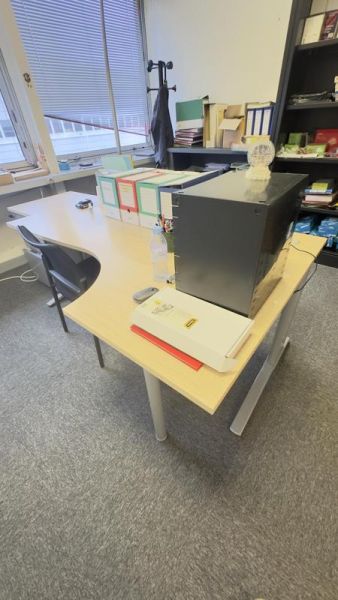 Bureau 180 D’angle D - Bois Et Métal - Plateau Bois Clair Et Pied Gris