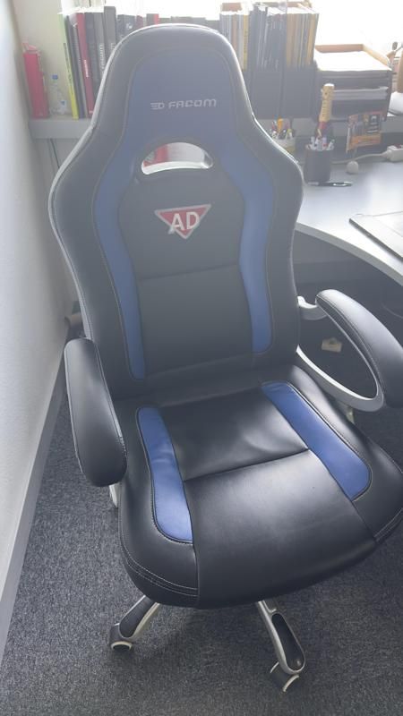 Fauteuil De Bureau Facom - Cuir - Bleu Et Noir