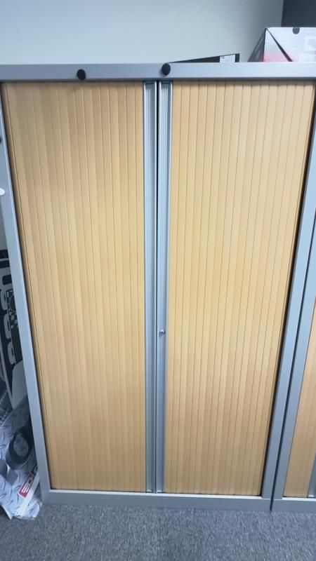 Armoire haute 120 - Métal - Bois Clair Et Métal Gris