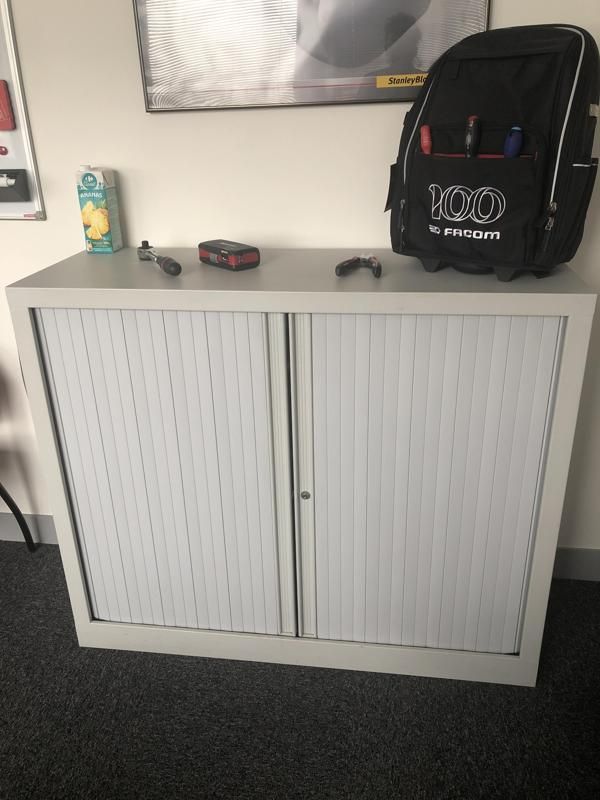 Armoire Basse 120 - Métal - Gris Clair