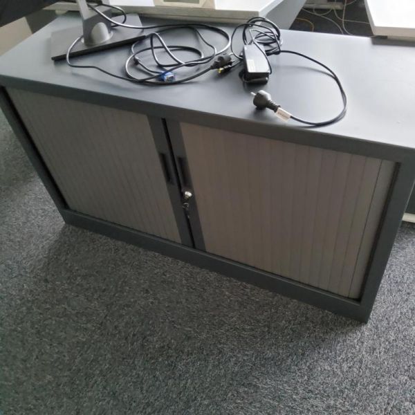 Armoire Basse 120 - Métal - Gris