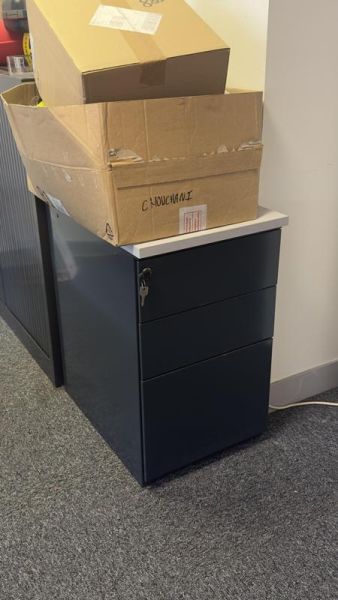 Caisson sans roulettes - Bois Et Metal - Blanc Et Gris