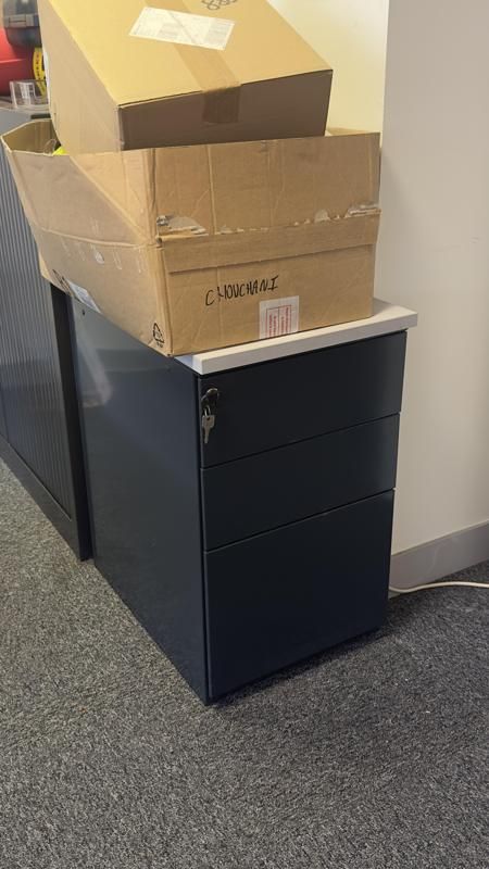 Caisson sans roulettes - Bois Et Metal - Blanc Et Gris