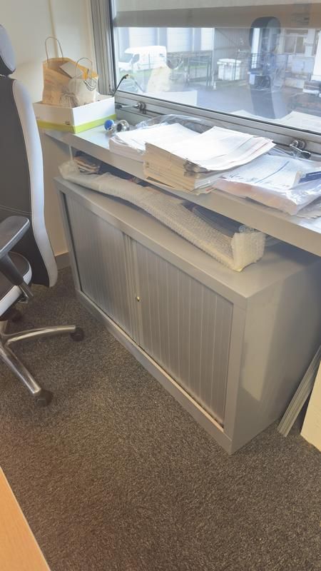 Armoire Basse 120 - Metal - Gris foncé