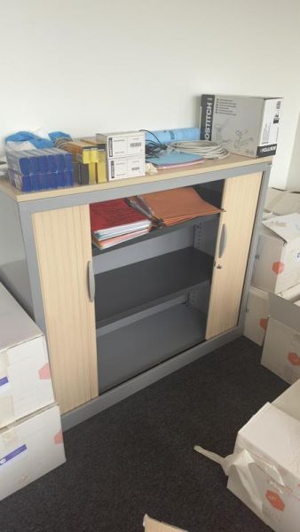 Armoire Basse 120 - Bois Et Métal - Bois Clair Et Métal Gris