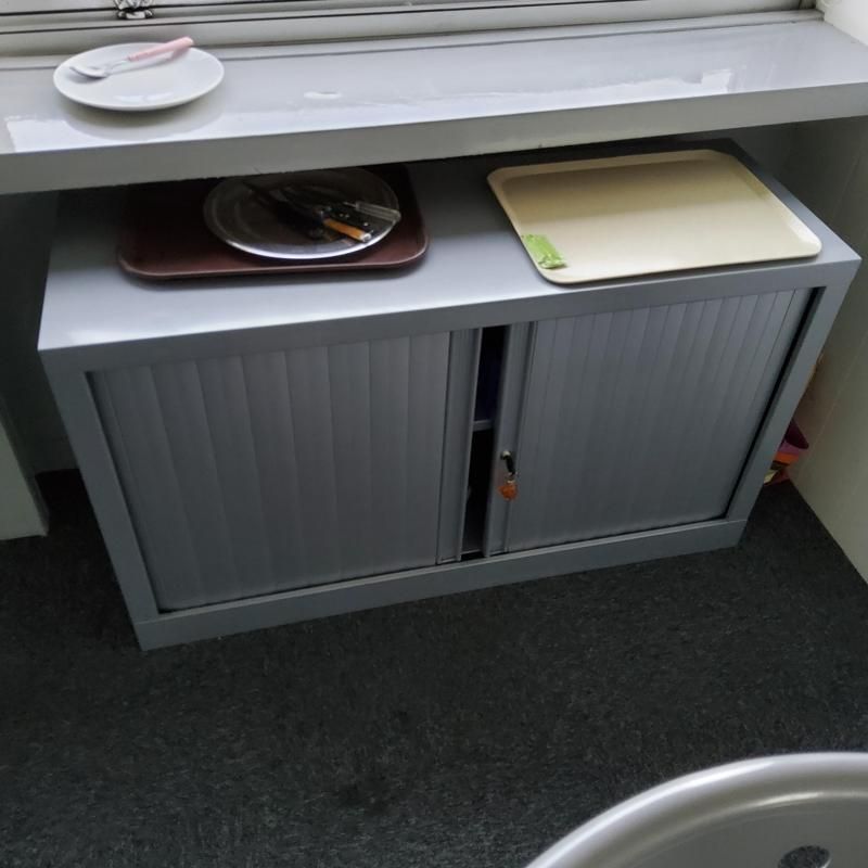 Armoire Basse 120 - Métal - Gris clair