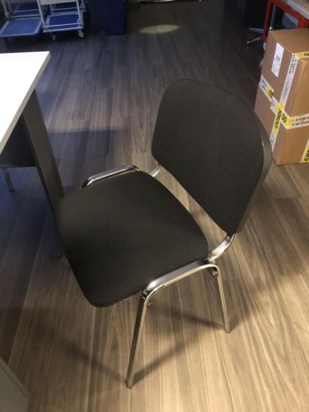 Chaise visiteur - Tissu Et Métal - Noir Et Inox