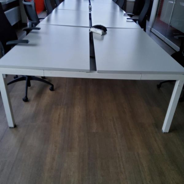 Table de réunion  - Bois Et Metal - Blanc