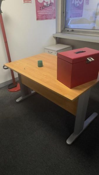 Bureau 120 Droit - Bois Et Metal - Marron Et Gris