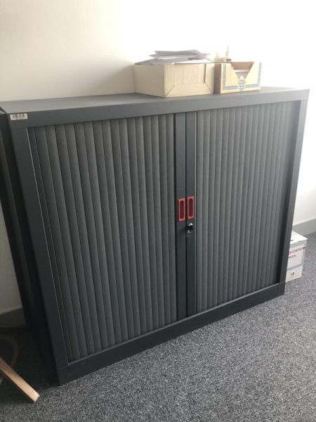 Armoire Basse 120 - Métal - Gris Foncé