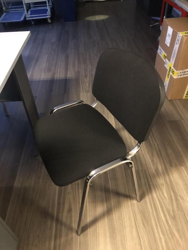 Chaise visiteur - Tissu Et Métal - Noir Et Inox