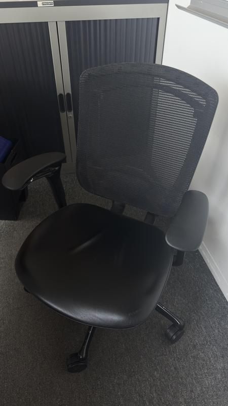 Fauteuil de bureau - Tissu et cuir - Noir