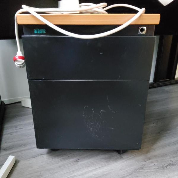 Caisson à roulettes - Bois Et Métal - Plateau Bois Clair Et Noirs