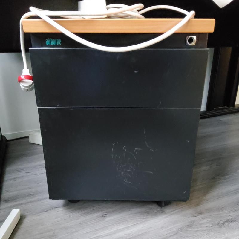 Caisson à roulettes - Bois Et Métal - Plateau Bois Clair Et Noirs