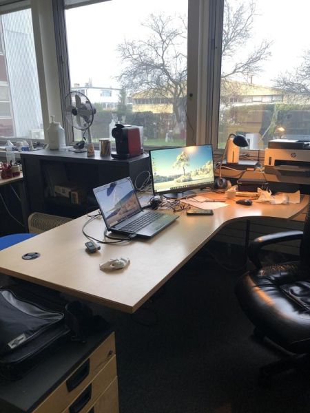 Bureau 160 d'angle G - Bois Et Métal - Blois Clair Et Metal Gris Clair