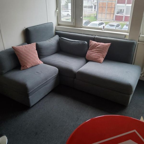 Canapé d’angle 3 places - Tissu  - Gris