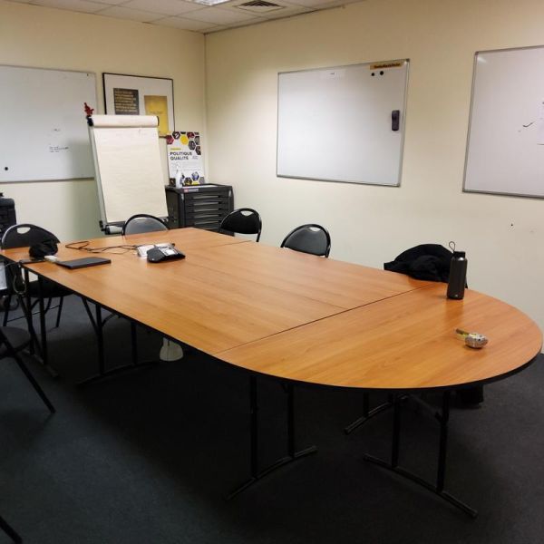 Table de réunion - Bois Et Métal - Bois Clair Et Gris