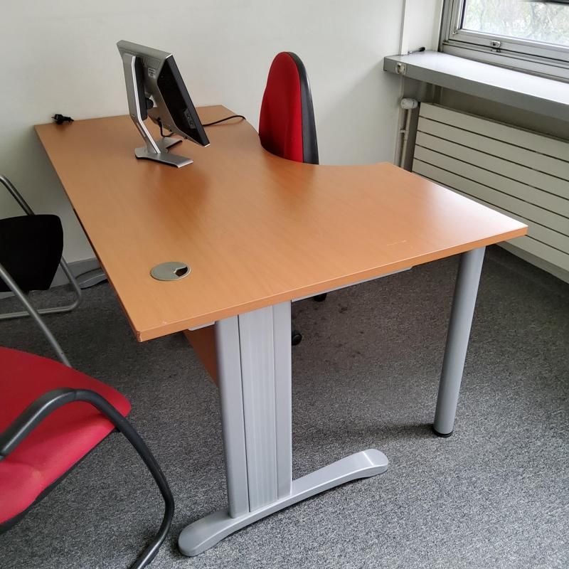 Bureau 160 d'angle G - Bois Et Metal - Bois Clair Et Métal Gris