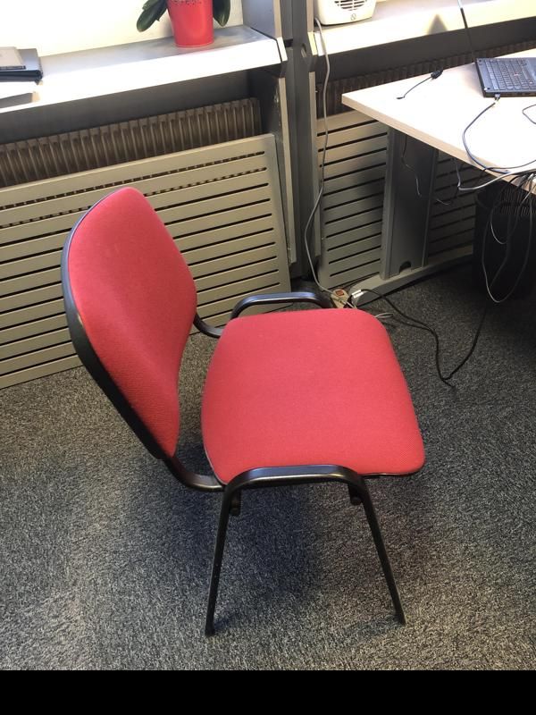 Chaise visiteur - Tissu Et Métal - Rouge Et Noir