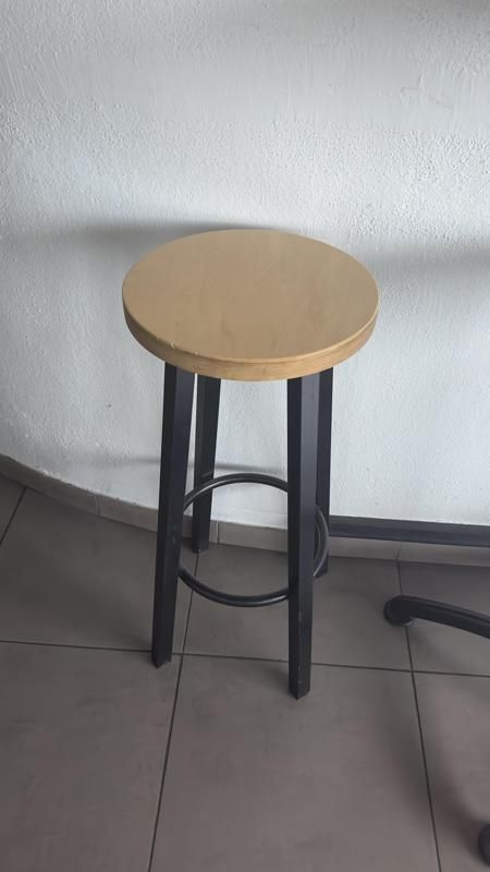 Tabouret  - Bois Et Métal - Bois Et Noir