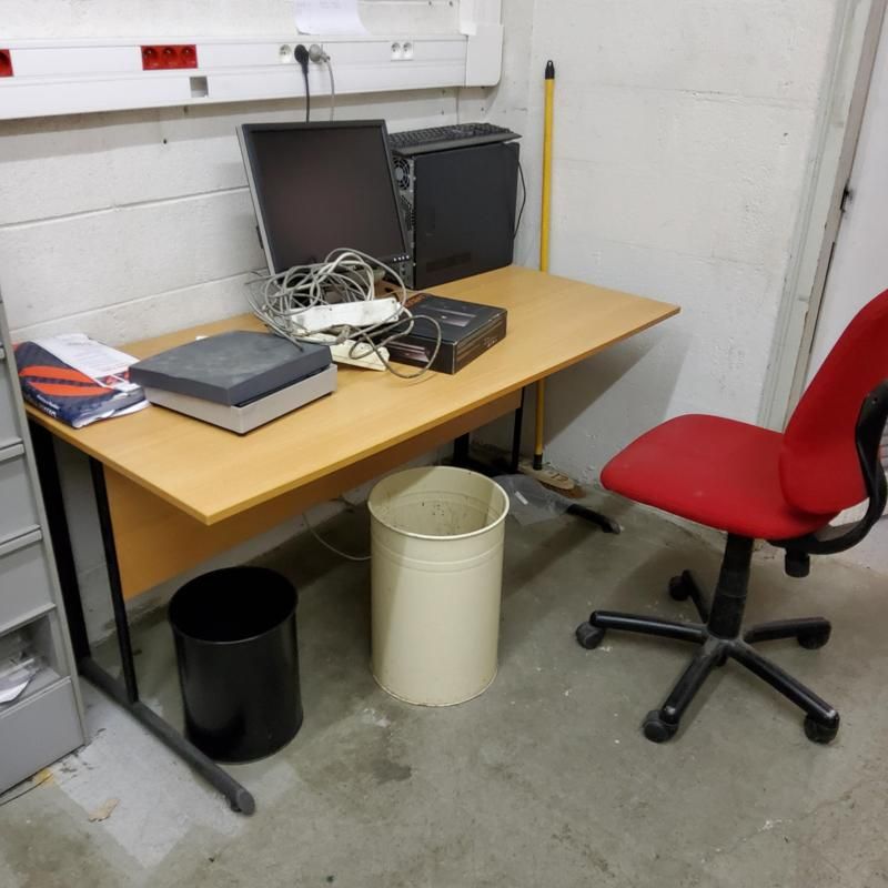 Bureau 150 droit - Bois Et Metal - Bois Clair Et Gris