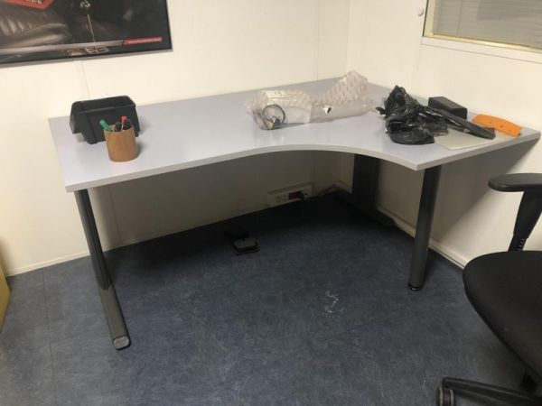 Bureau 160 d'angle D - Bois Et Métal - Bois Gris Et Métal Gris