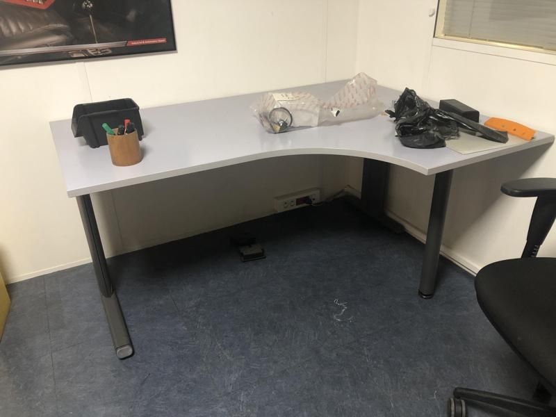 Bureau 160 d'angle D - Bois Et Métal - Bois Gris Et Métal Gris