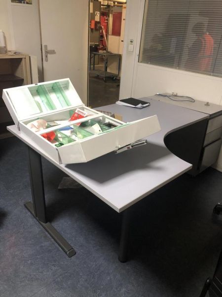 Bureau 160 d'angle G - Bois Et Métal - Bois Gris Et Métal Gris