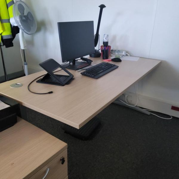 Bureau 160 droit - Bois Et Métal - Bois Clair Et Gris