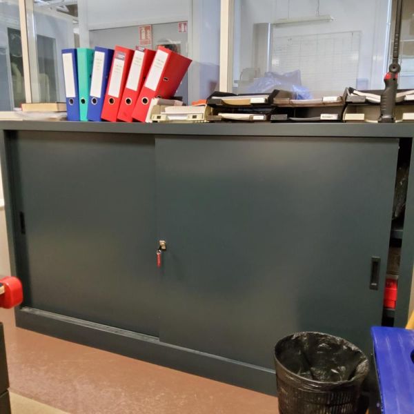 Armoire basse 180 - Métal - Gris foncé