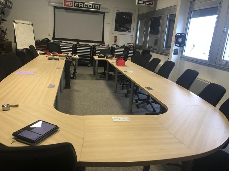 Table de réunion - Bois Et Métal - Bois Clair Et Gris